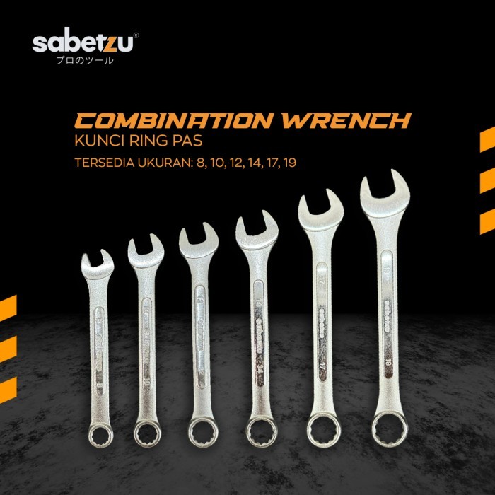 SABETZU Kunci ring pas combination wrench 8 10 12 14 17 19 mm ring pas sabetzu