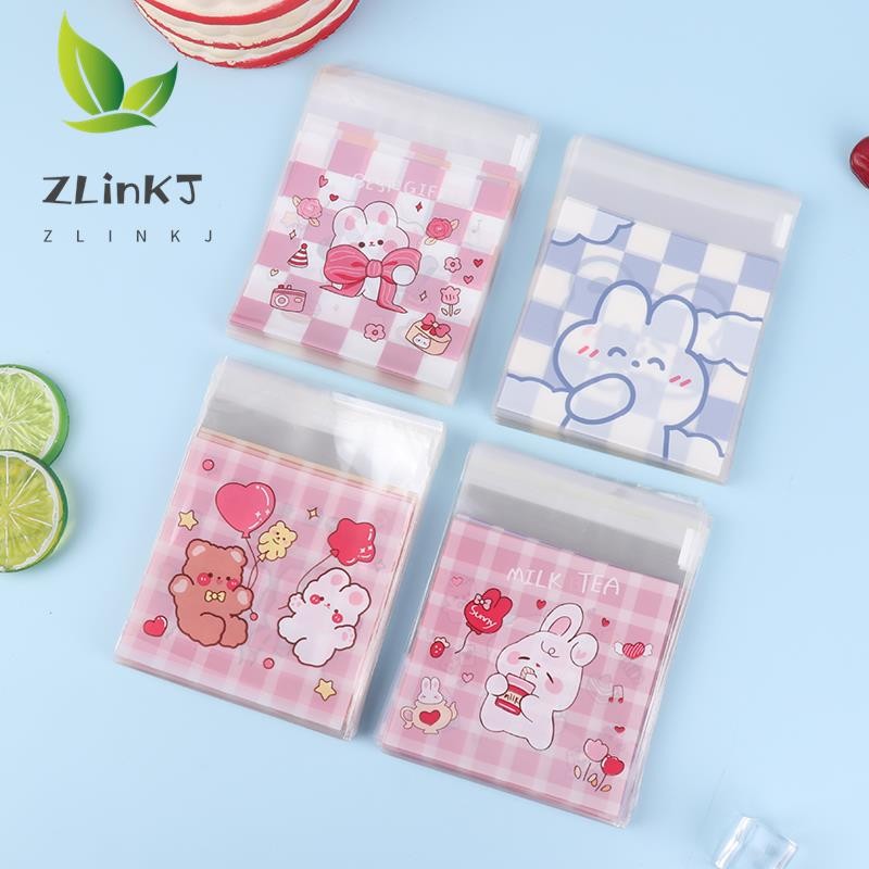 

100Pcs Rabbit Bear Candy Bag Cartoon Transparent Plastic Self-adhesive Bag Cookie Wedding Birthday Party Decor DIY Gift Pouch