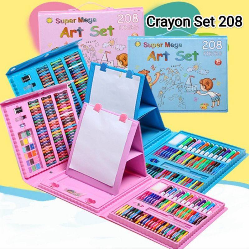 

murah banget ART SET 208 Pensil Warna Crayon Set 208pcs/Crayon Mewarnai 208 Warna hig quality