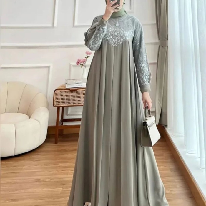✨BISA COD✨ - Irena Maxy Dress/Gamis Mewah Model Terbaru 2024/Bahan Crinkle/Ukuran M L XL XXL Jumbo L