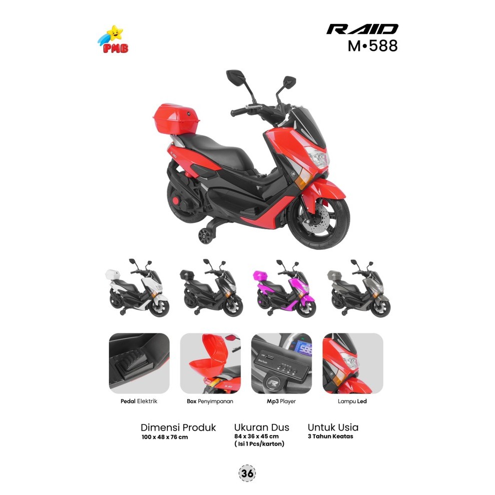 Mainan Motor Aki Anak PMB 588 NMAX M588 M-588 NMAX RAID | Motor Aki Anak Nmax | Motor Nmax Anak | Mo