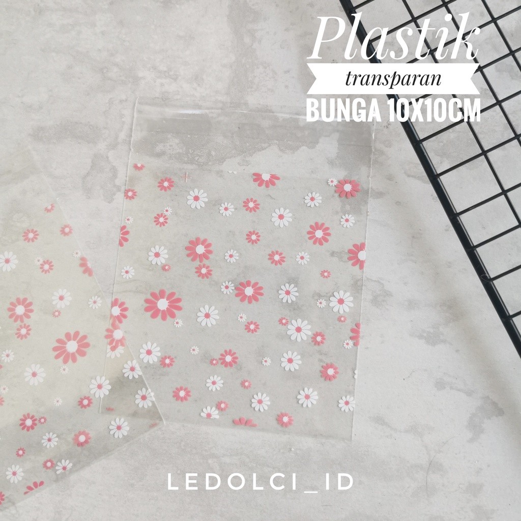 

PLASTIK COOKIES BISKUIT BUNGA PUTIH PINK UKURAN KECIL BESAR