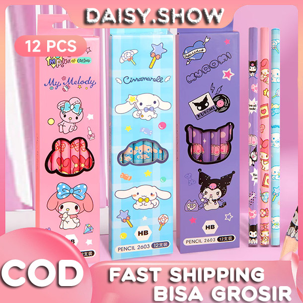 

12Pcs Pensil HB Karakter Pensil Tulis Anak Kurumi HB Pencil Kayu HB Fancy Kartun Lucu