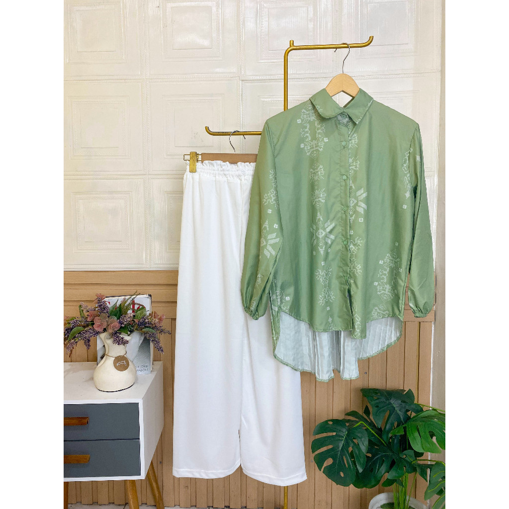 W & K - ZSO SETELAN CELANA WANITA FANY / ONESET MUNNA PLISKET / One Set Wanita Trendy / Setelan Wani