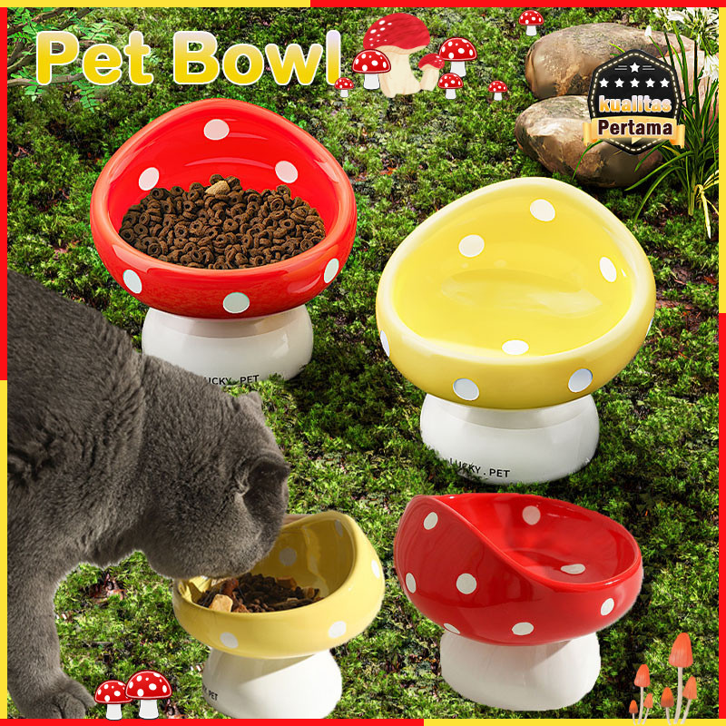 Pet Feeder Bowl Mangkuk Kucing Keramik Mangkuk Makanan Kucing Tempat Makan Kucing Tinggi Keramik Man