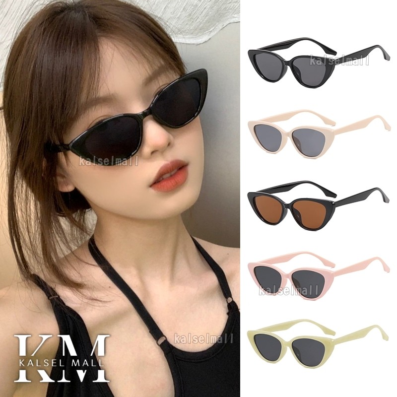 Kalselmall Kacamata Cat Eye Hitam Wanita Frame Kecil Model Eropa Gaya Vintage Viral Kaca Mata Ukuran