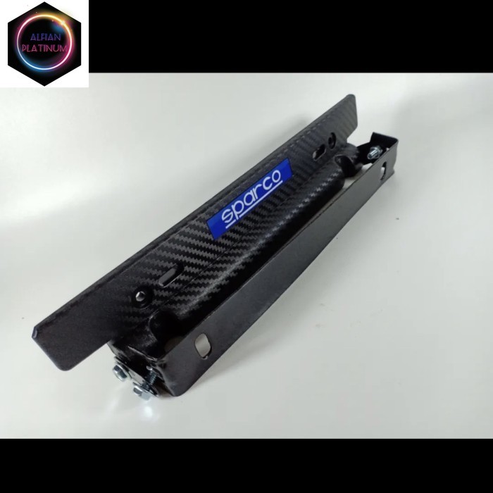 Dudukan tatakan tempat plat nomor mobil JDM hitam carbon universal - Sparco