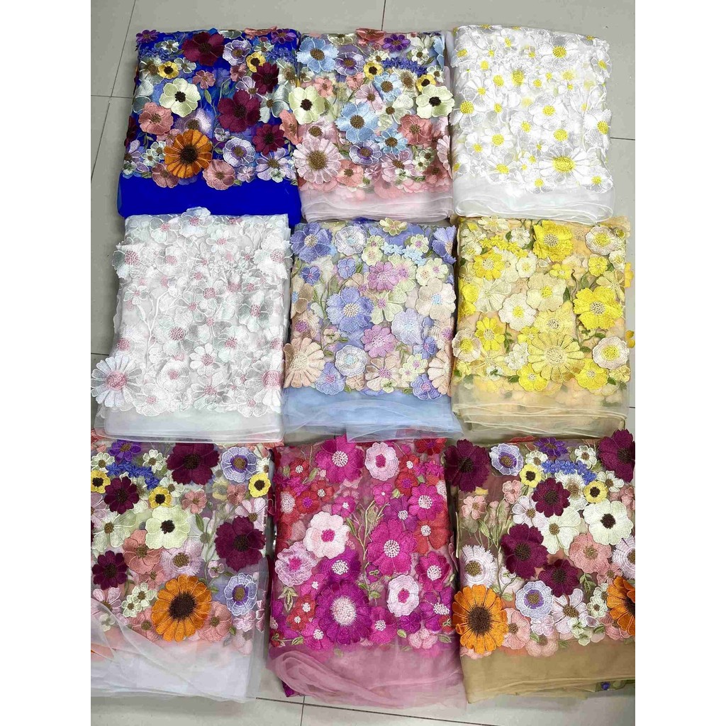

2024 Luxury 3D Flower Lace Fabric High Quality French Embroidery Tulle Mesh Lace African Fabric For Wedding Party Dress Sewing