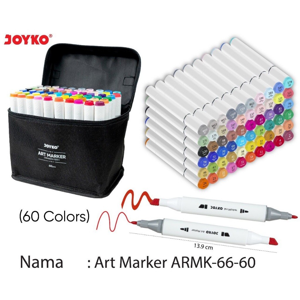 

JOYKO art marker/spidol gambar anime/spidol warna 60 warna ARMK-66-60