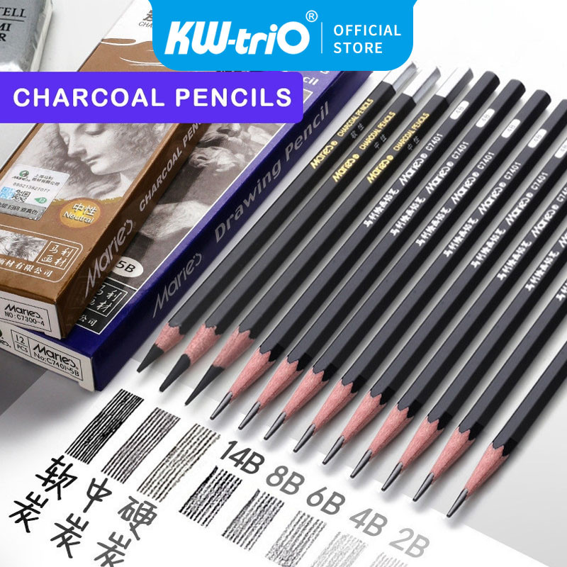 

Maries Charcoal Pencils/Charcoal Sketch/Pensil Sketsa Orang/Shading Pencil Maries