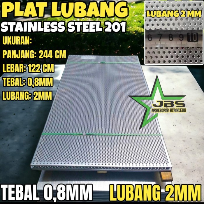 SA99 Plat perforated/plat lubang Stainless 201 4x8x0.8mm lbg 2