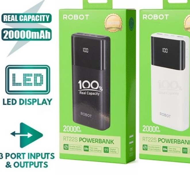 ROBOT Powerbank RT22S 20000mAh - Dual USB-A & USB-C Output