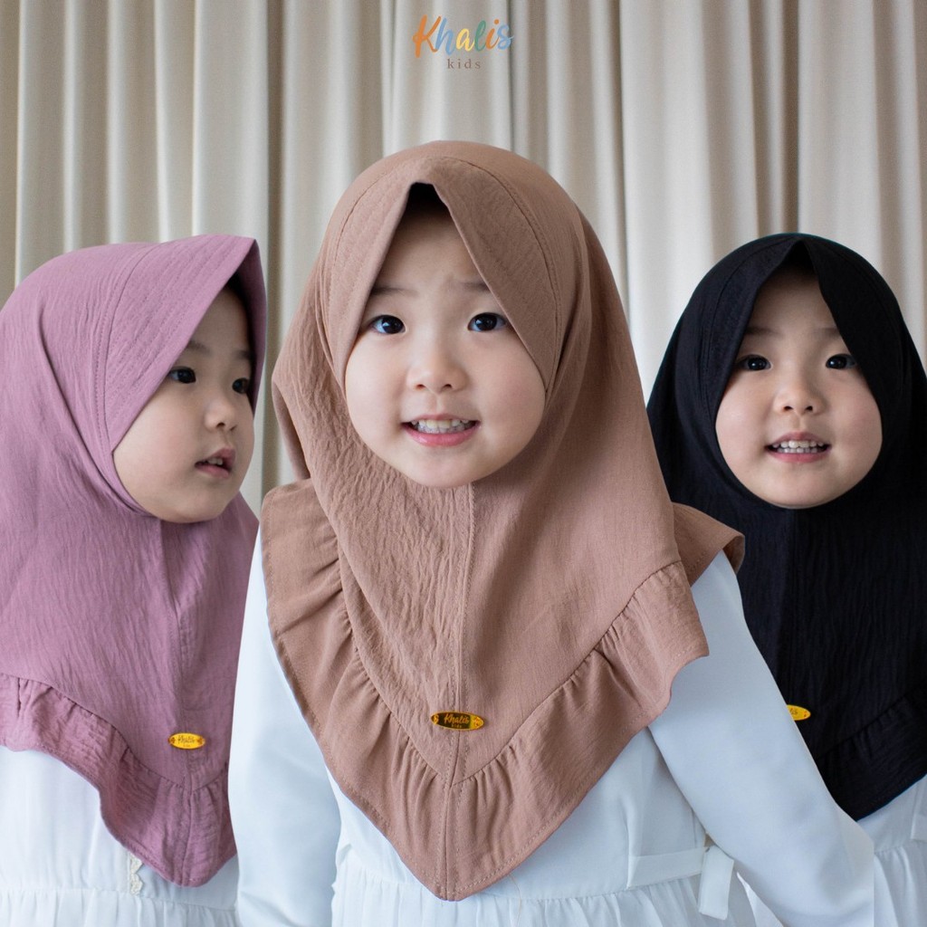 [ Khalis Kids ] Nabila Hijab / Jilbab Anak Bergo Instan Airflow Crinkle 1-12 Tahun