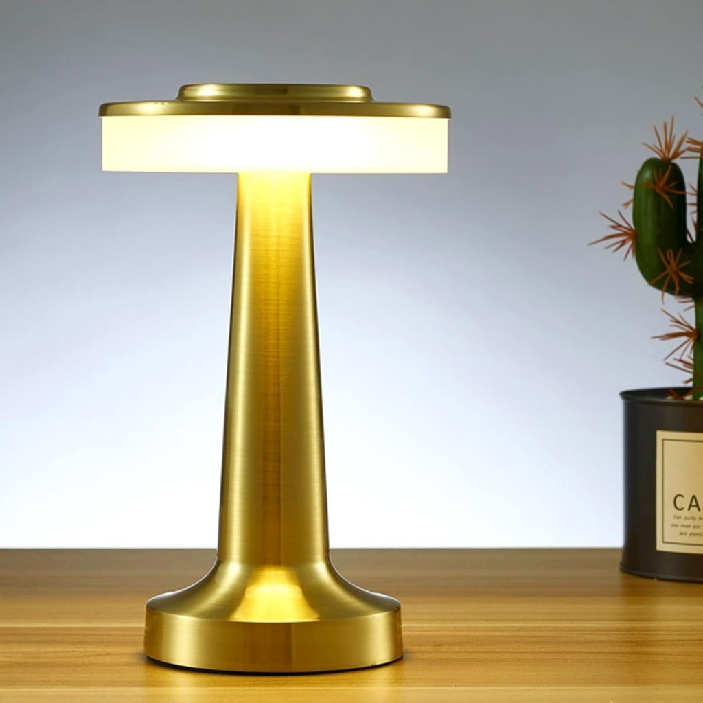 

Portable Metal LED Table Lamp Table Lamp with Touch Sensor, Three Color Temperature Control Dimming, Rechargeable Pool Night Lig