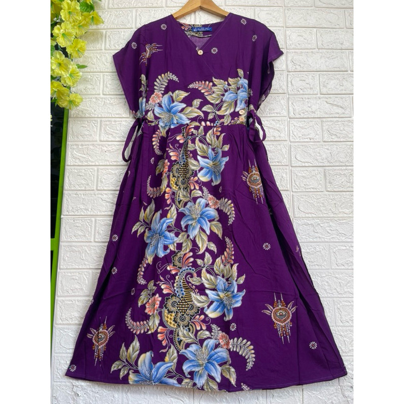 BISA COD DS SELEMPANG KUB | Daster Premium Batik Kencana Ungu Asli Original Label Biru Model Kimono 