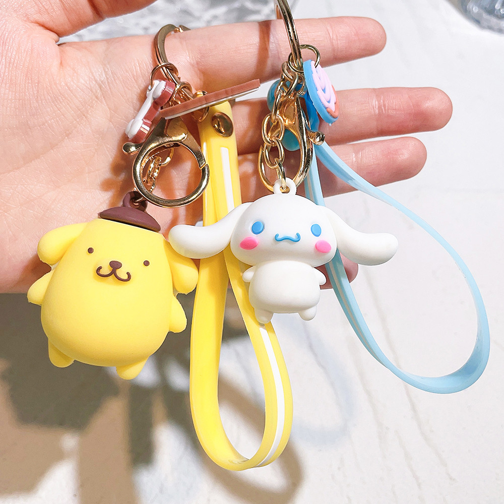 

Kawaii Sanrio Keychain Kuromi Cinnamoroll Women Bag Pendant Backpack Melody Accessories Hello Kitty Toy Doll Keyring Girl Gift