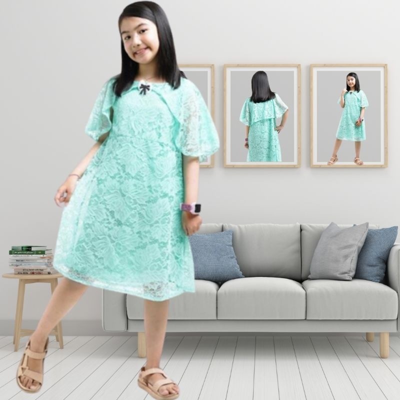 Vipa - Spesial 10.10 Dress Anak Perempuan Full Brukat Usia 2-12 Tahun Baju Pesta Anak Perempuan Baju