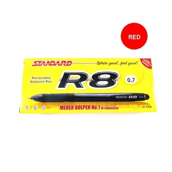 

[New] STANDARD PEN R8 0.7 ISI 12 PCS - Merah