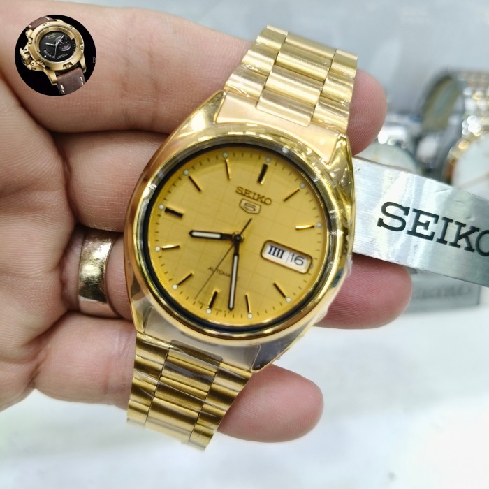 Jam Tangan Pria Seiko 5 Sports SNKL72  SNXL72K1 Automatic Gold Strap [Original]