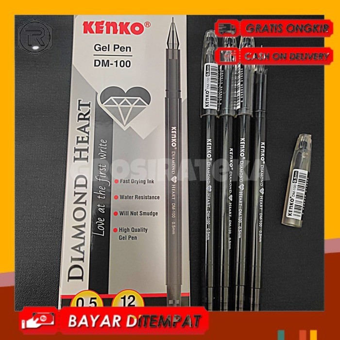 

BALLPOINT, BOLPEN, POLPEN, PULPEN GEL PEN DM 100 HITAM KENKO
