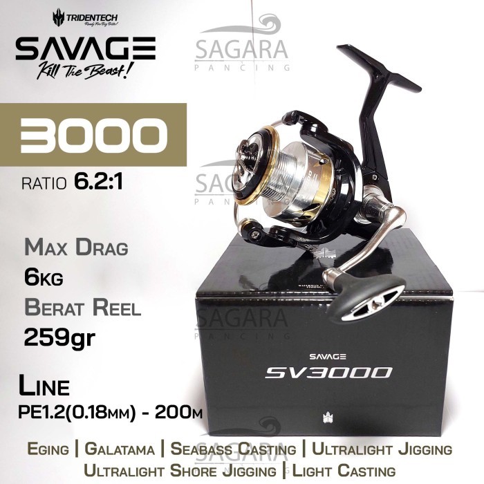 Reel Tridentech Savage Reel Pancing Spinning Power Handle - SV3000