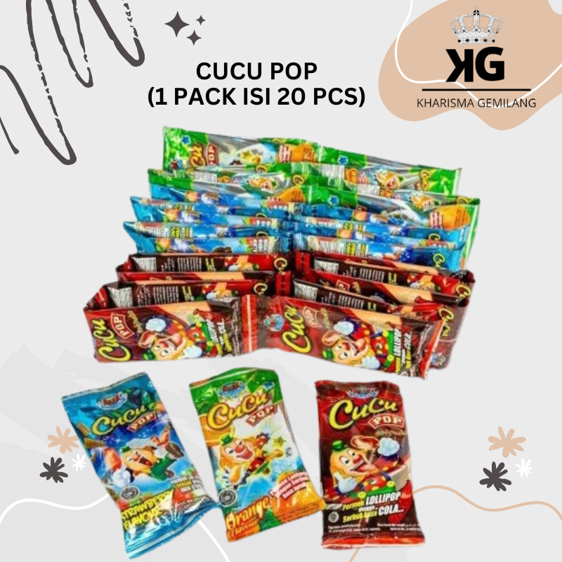 

KG - PERMEN CUCU POP (1 PACK ISI 20 PCS) Permen Lolipop Manis Anak Dewasa Murah