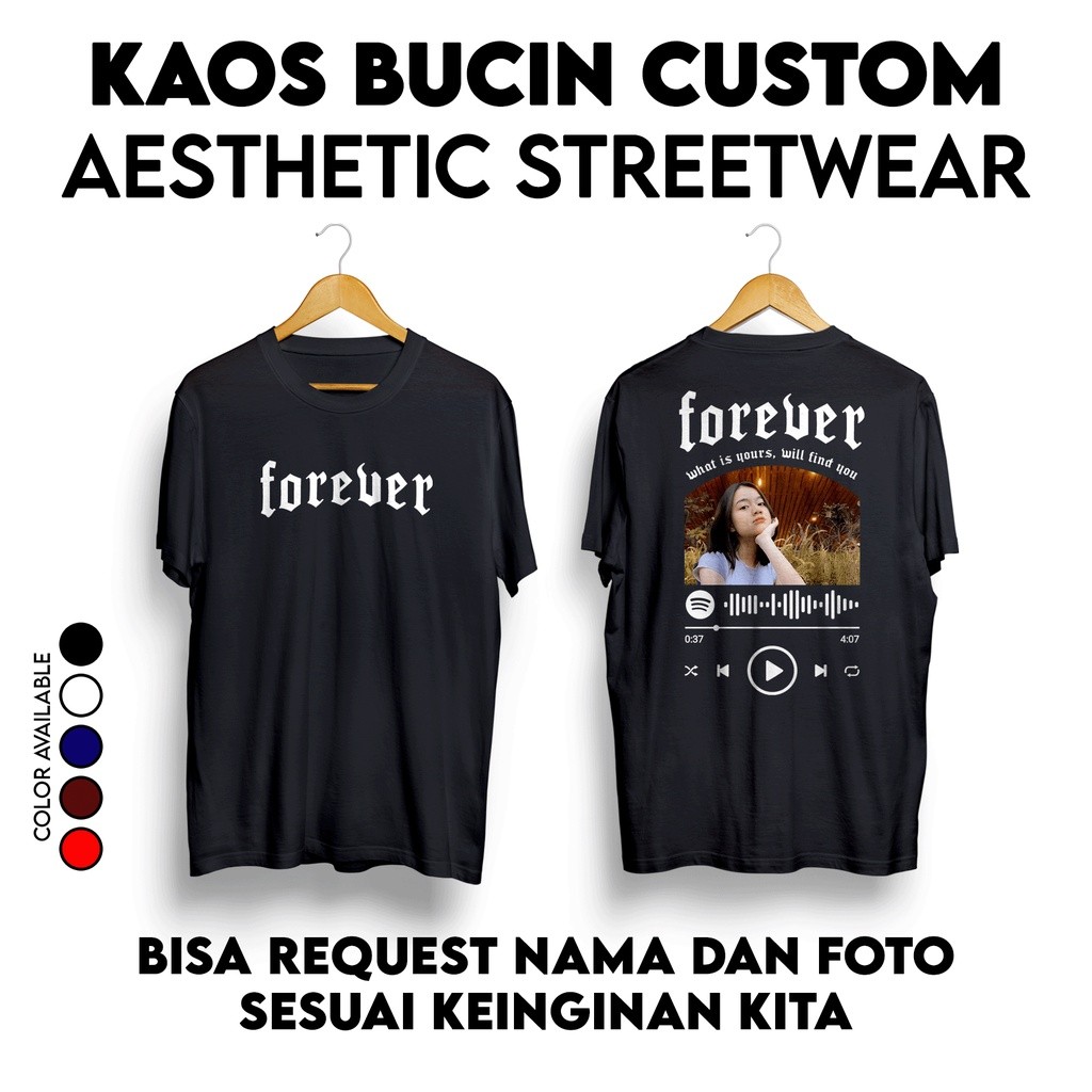 Kaos CUSTOM FOTO STREETWEAR SCAN BARCODE SPOTIFY LAGU FAVORIT DAN FOTO PACAR KALIAN TSHIRT 001