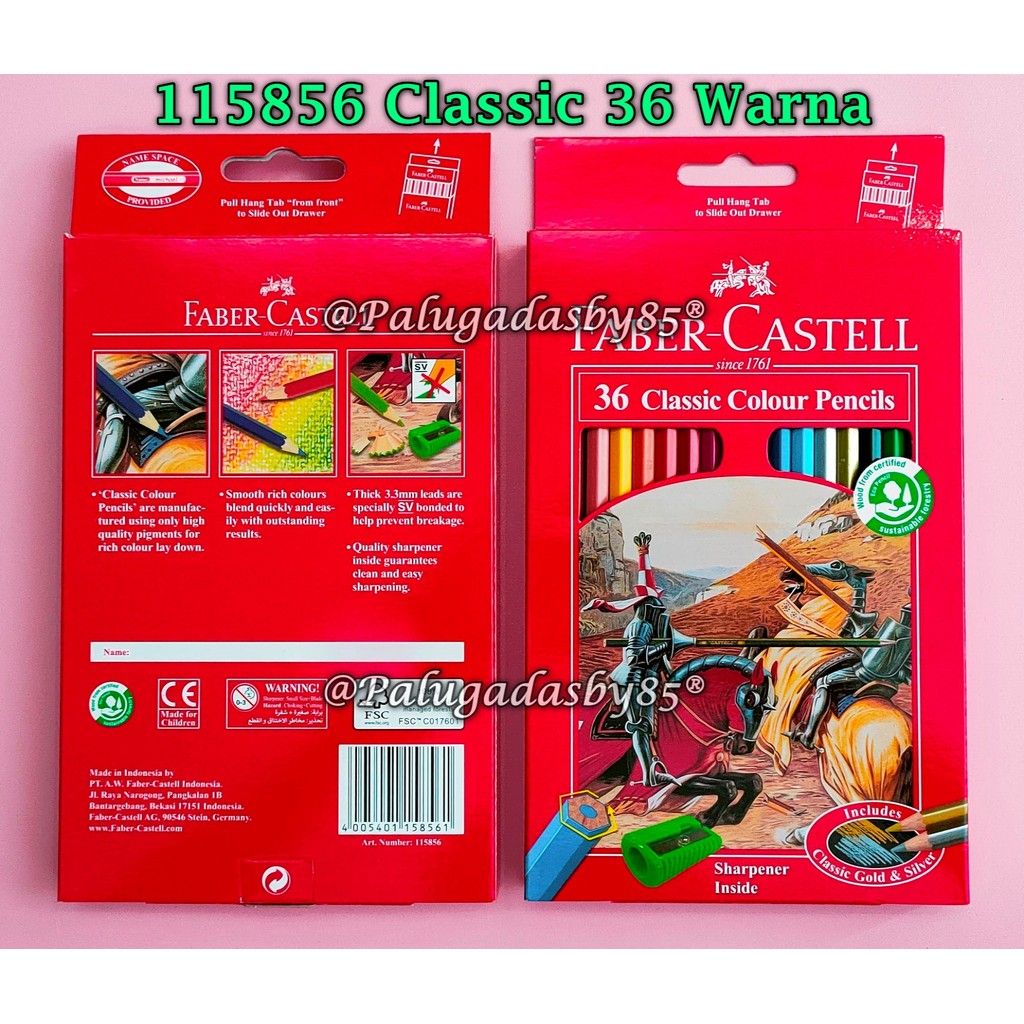 

(1 Set) GROSIR Pensil Warna FABER-CASTELL 115856 Classic 36W Panjang / Faber Castell Classic Colour
