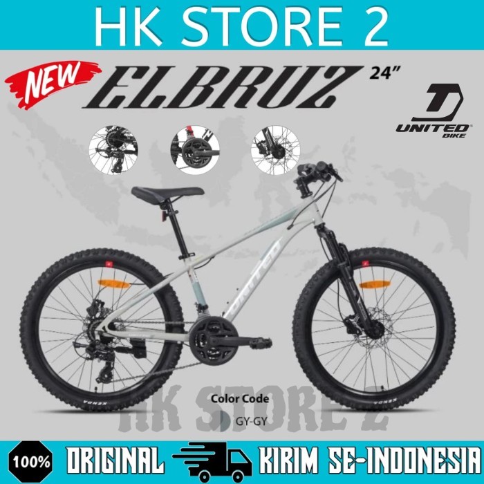 Sepeda Gunung Mtb UNITED ELBRUZ Ukuran 24 Inch 24 Speed Rem Hidrolik