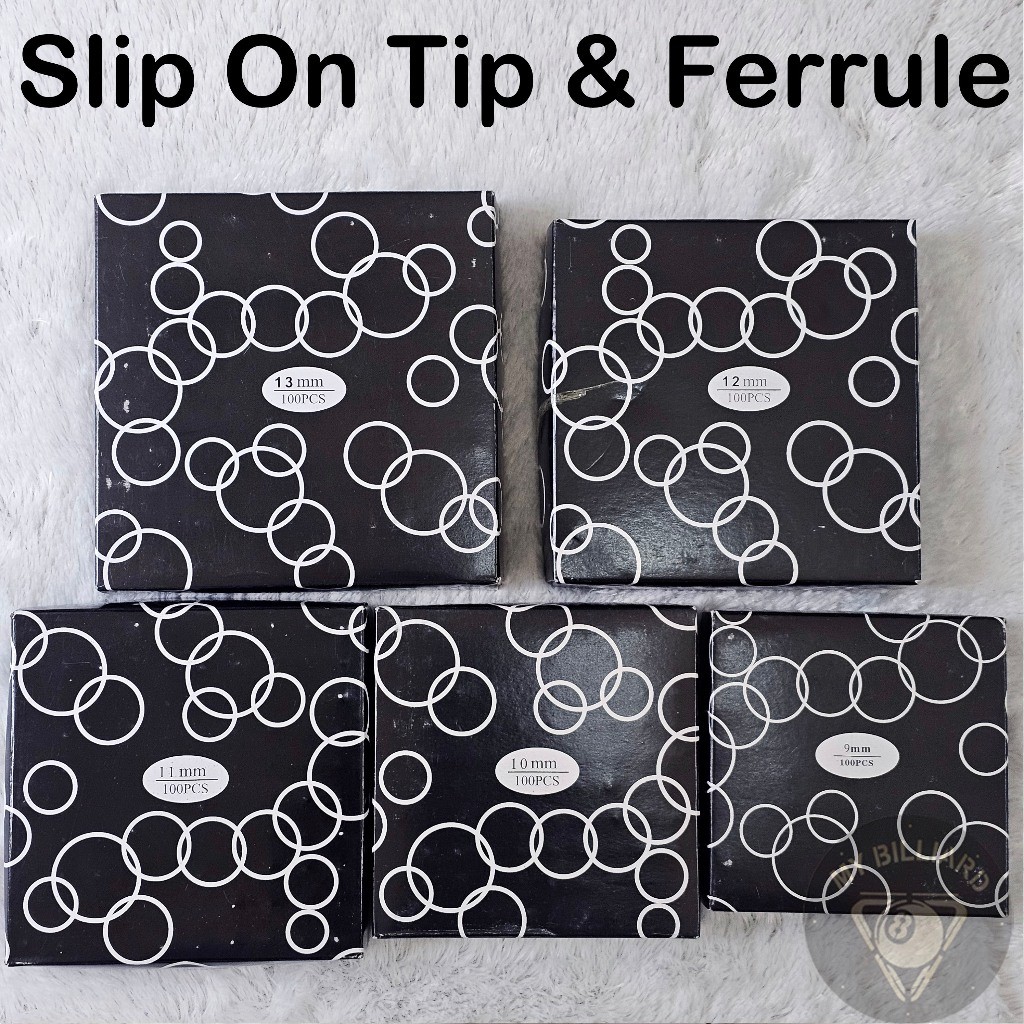 Slip On Cue Tip & Ferrule box 13mm 12mm 11mm 10mm 9mm billiard cue stick stik