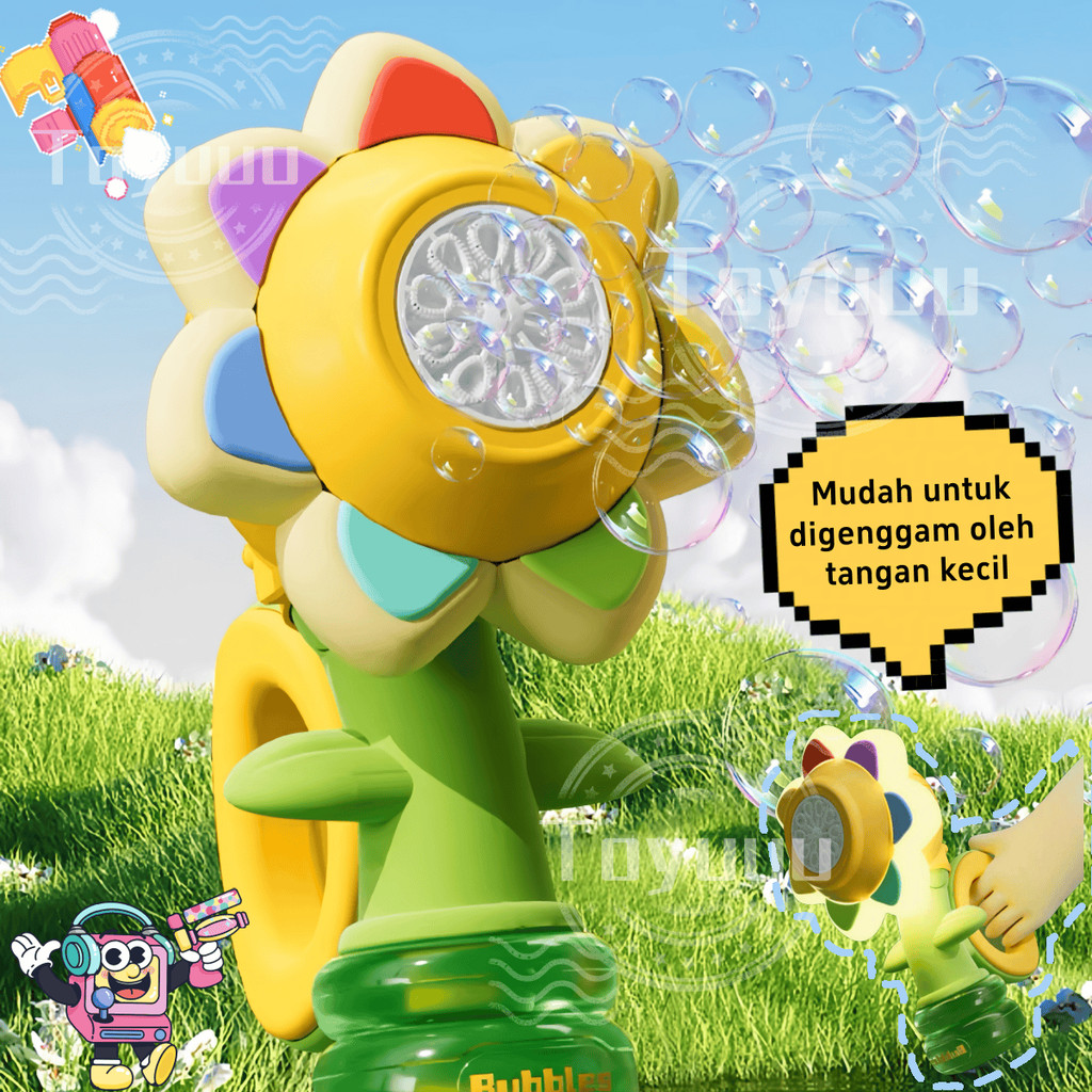 Mesin gelembung bunga matahari/Mesin Gelembung Mainan Anak/Mesin gelembung listrik bunga matahari/Me