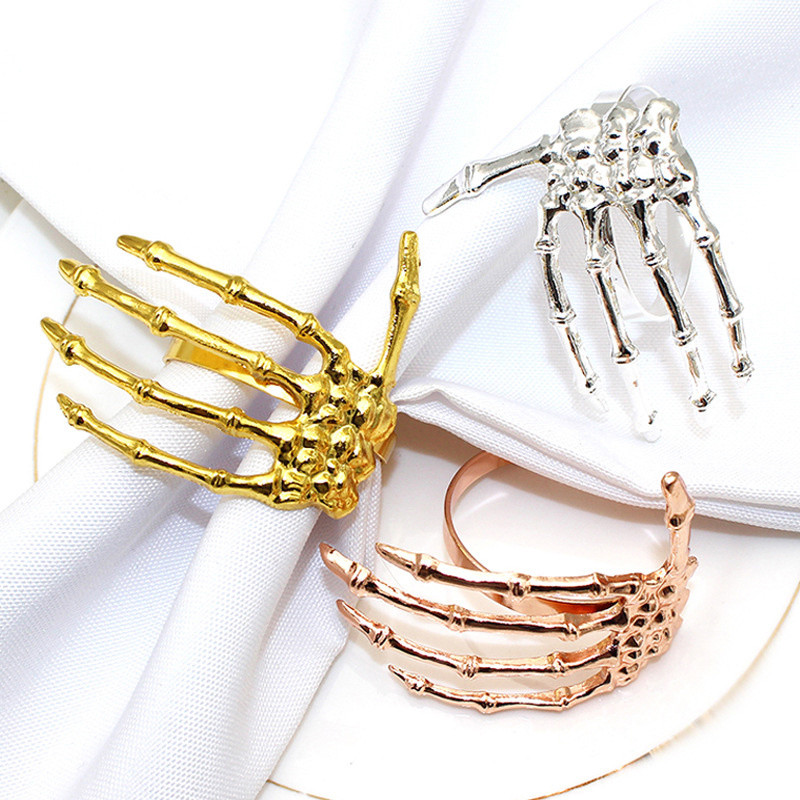 Halloween Napkin Rings Skeleton Hand Napkin Ring Holders For Dining Table For Halloween Thanksgiving