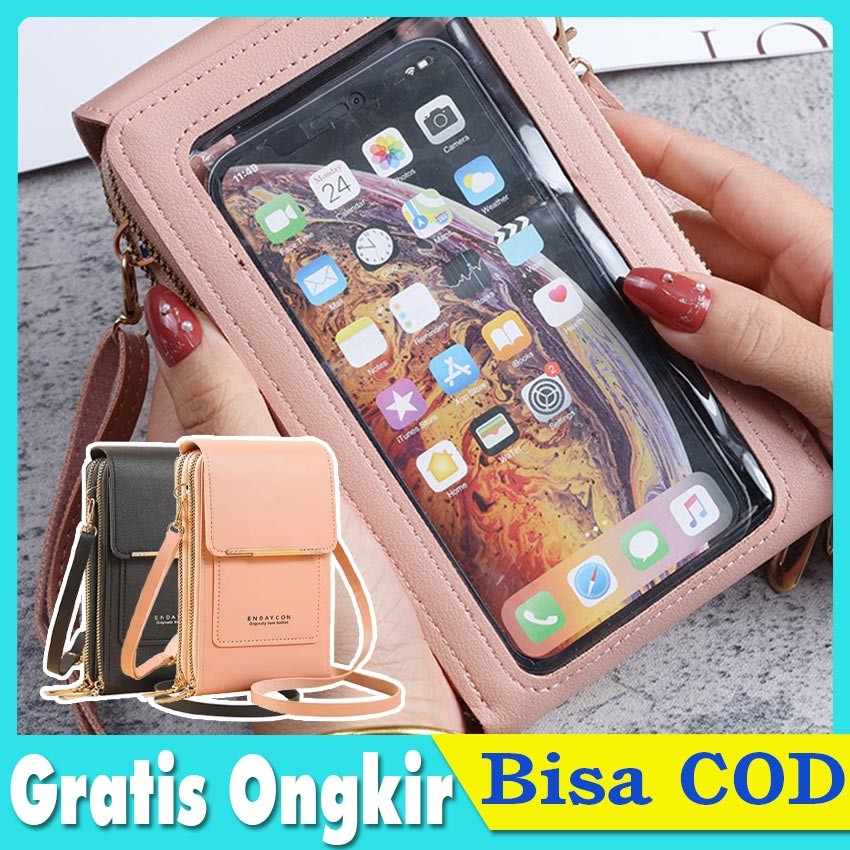Tas Hp Wanita Tas Selempang Transparan Multifungsi Model Korea Mewah Kekinian Banyak Tempat Kartu / 