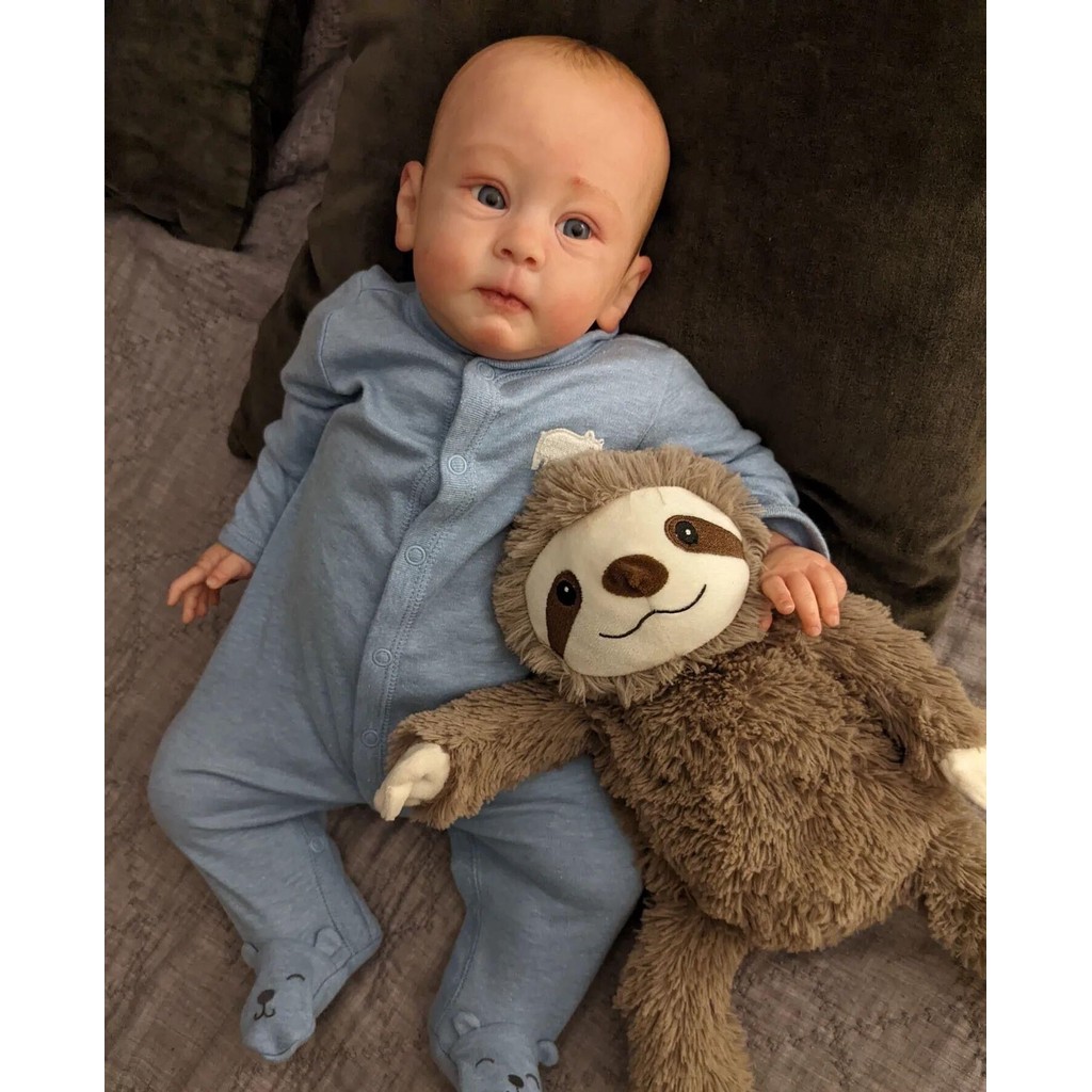 

NPK 24inch Finished Already Painted Handmade Doll Reborn Baby Boy Soft Cloth Cuddly Body 3D Skin Painted Hair