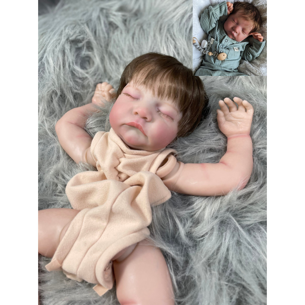 

19 Inch Kit Reborn Levi Sleeping 3D Painted Skin Doll With Rooted Eyelashes and Hair Unassembled Reborn Baby Doll Parts Molds