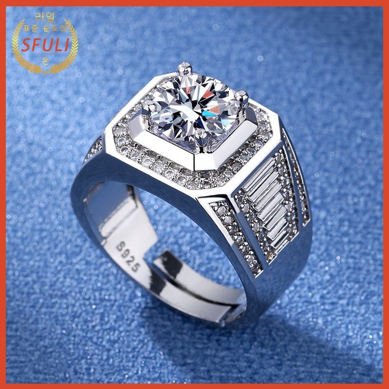 Cincin Terbuka Pria 2 Karat Moissanite