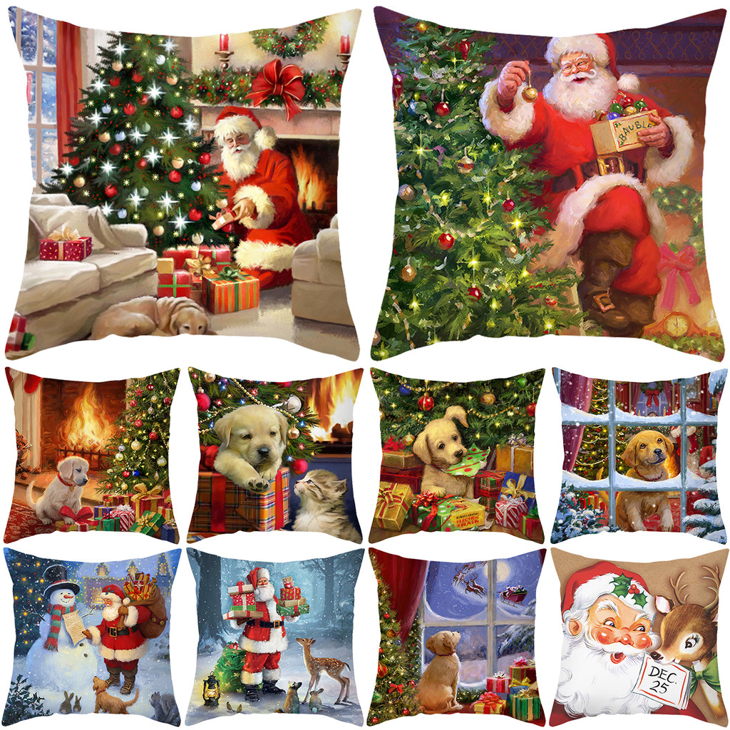 

Cushion Cover Xmas Decorations For Home 2024 Merry Ornament Pillowcase Natal Navidad New Year 2025 Gifts