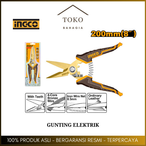 

Gunting Listrik (8") Electrician Scissor INGCO HES0188 Gunting Potong Pemotong Kabel Kawat Jaring Besi Tukang Listrik Cable Cutter Stainless Anti Karat Inch