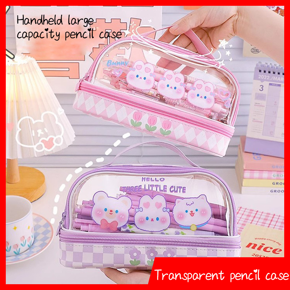 

Kartun Baru Kapasitas Pen Bag Storage Bag untuk Mahasiswa SMA Junior Portable Cute Simple Stationery Box