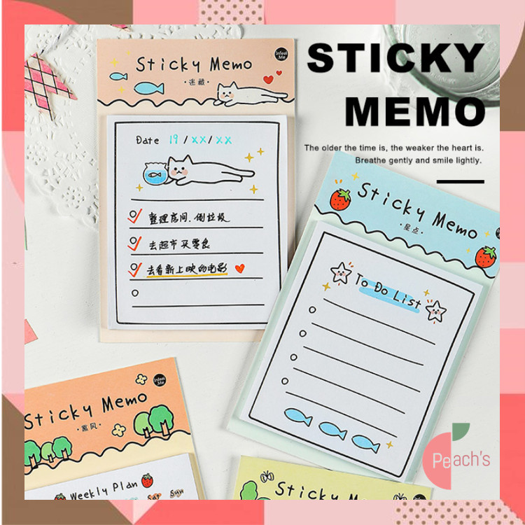 

PEACHs - S6381 Sticky Memo Aesthetic / Planner Notes 30 Lembar / Sticky Pad To Do List Sekolah
