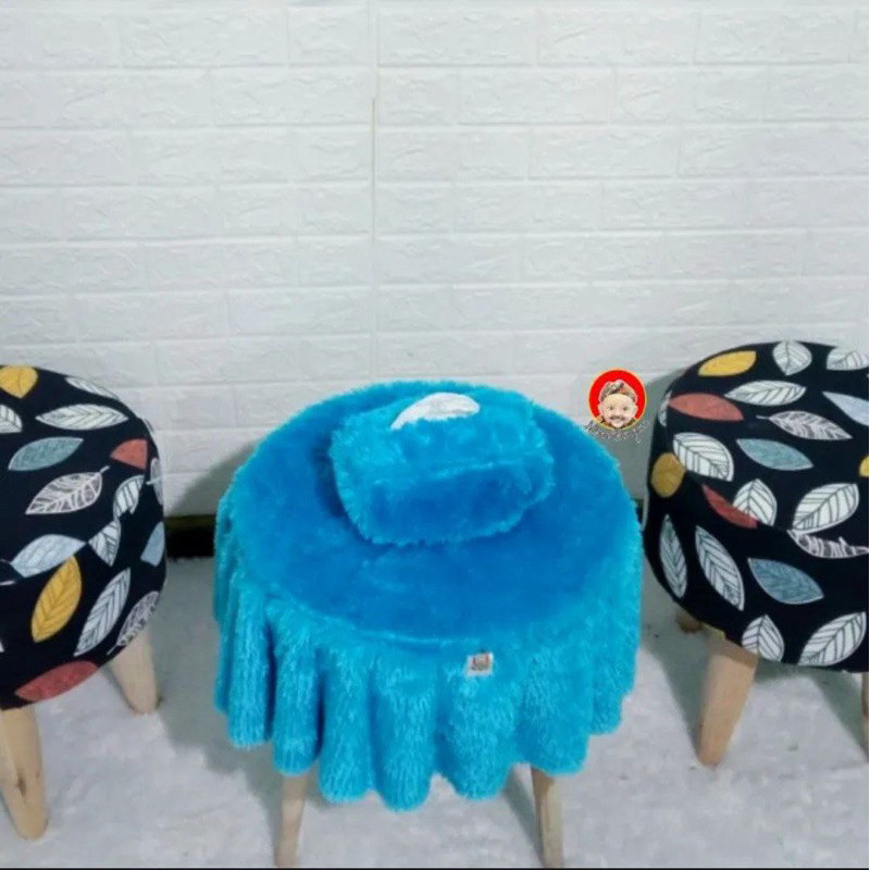 PROMO  Taplak Bulat Rumbai Bulu FREE Tempat Tissue By GRP