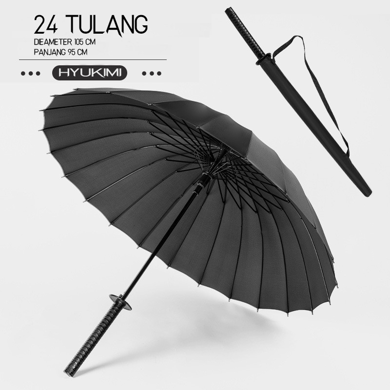 Payung Hitam Jepang Bentuk Samurai Katana/ Payung Unik / Payung Hujan / Payung Hitam Besar Cosplay