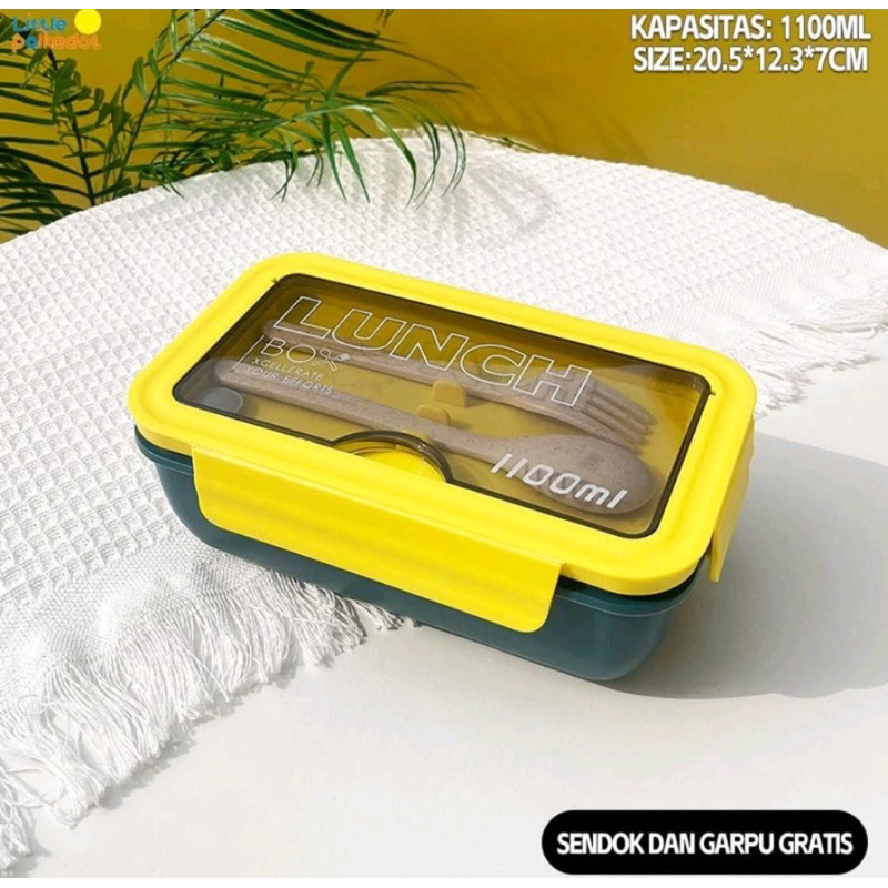 LUNCH BOX SETL 1100M/KOTAK BEKAL MAKAN 2 SEKAT TEMPAT BEKAL MAKAN ANTI TUMPAH FREE/ KOTAK MAKAN ANTI