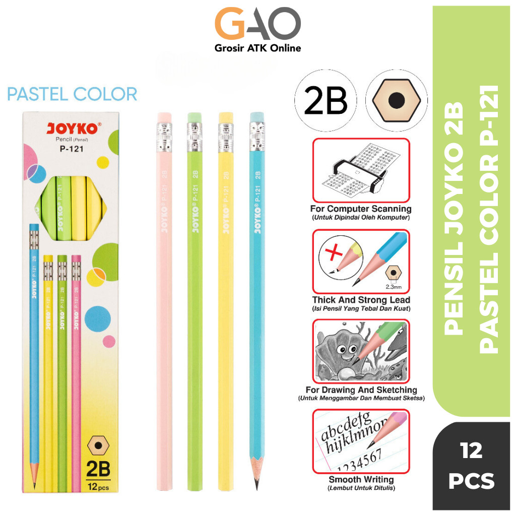 

( 12 Pcs ) Pensil Joyko 2B 1 Box P-121 / Pencil Joyko 2B 1 Pack 12 Pcs