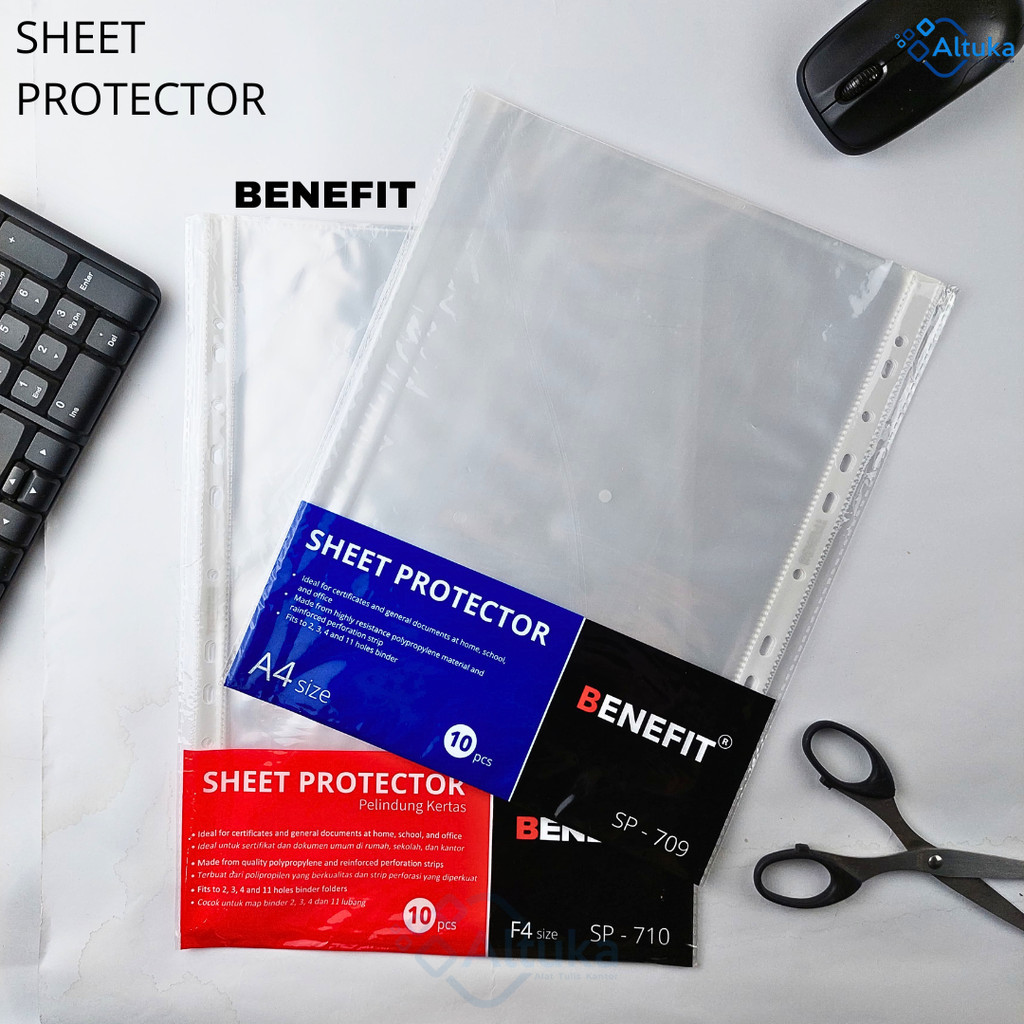 

(10 Pcs) Pocket Pelindung Kertas / Document Pocket Sheet Protector BENEFIT Folio & A4