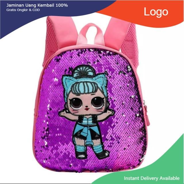 Tas Ransel Anak Perempuan TK dan SD Payet Sequin Glitter Import Murah