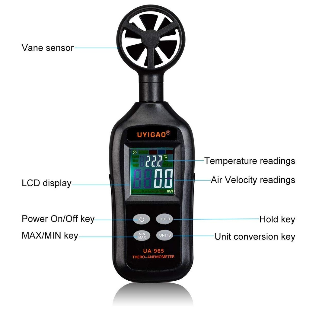 UA965 high-precision digital mini anemometer small impeller anemometer wind wind temperature anemome