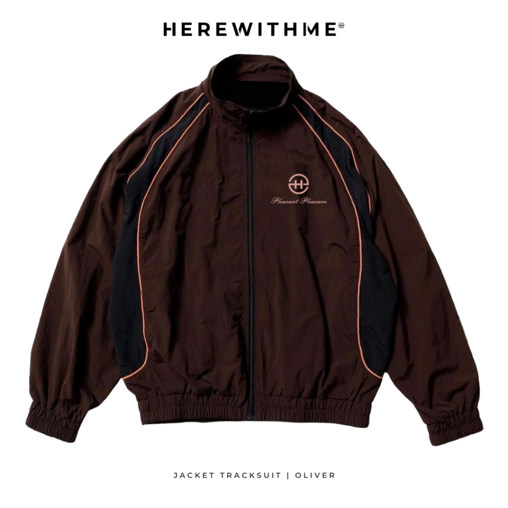 Tracksuit Jacket Oliver Maroon Jaket Tracksuit Pria Lengan Panjang