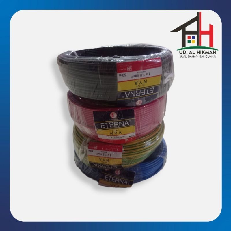 Kabel NYA 1.5mm Kawat Merah Biru Kuning Hitam ROL 50M ETERNA