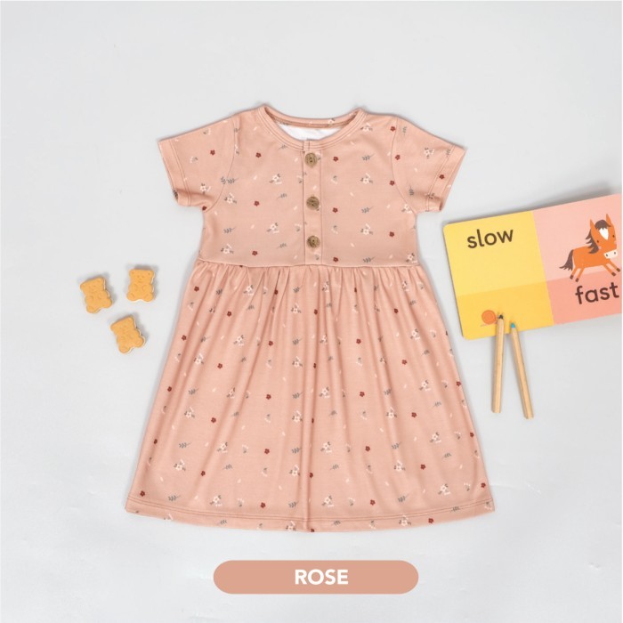 Mooi Dress Anak Perempuan Printed Button Dress - 1 YEAR, LAVENDER